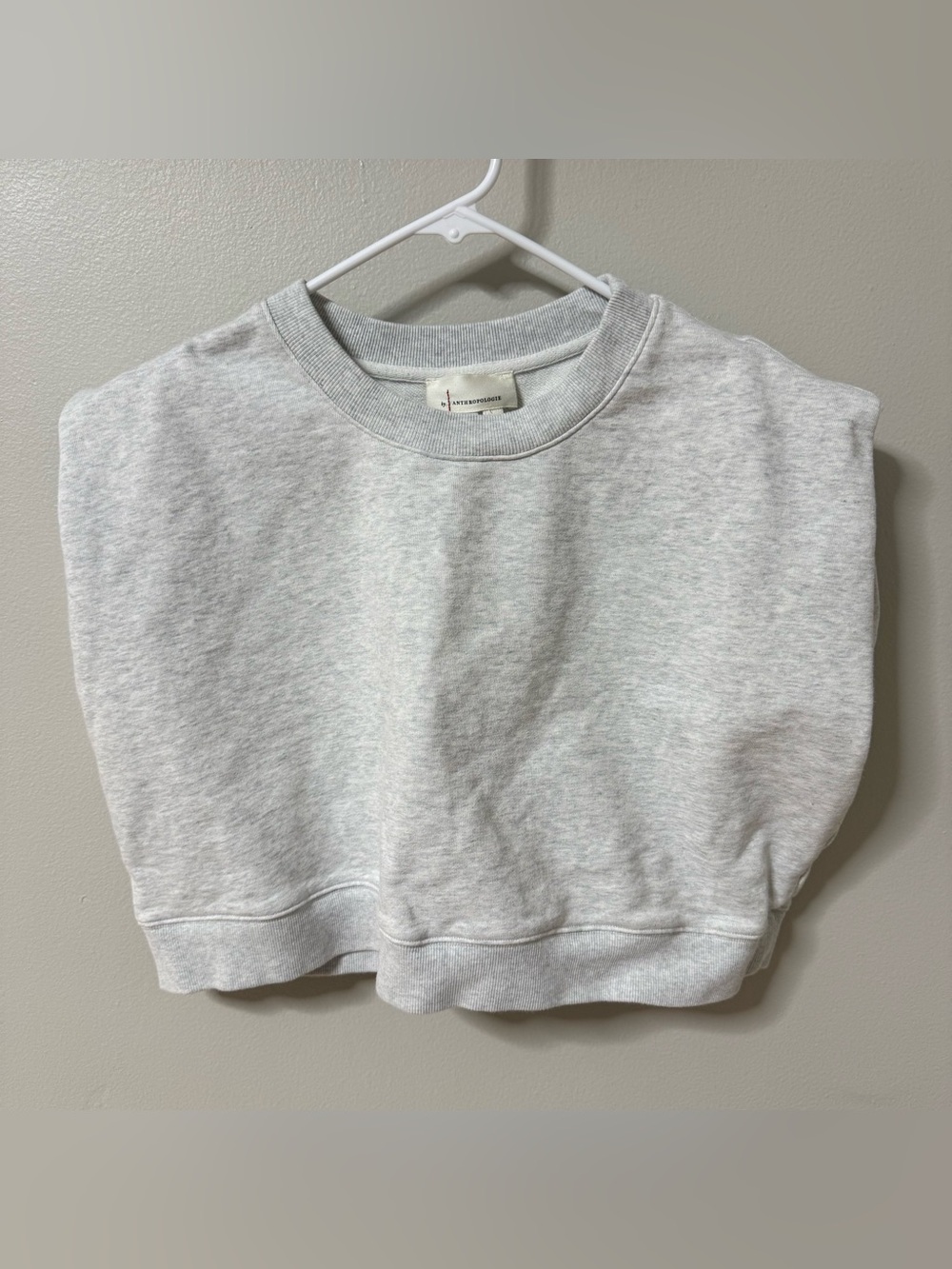 Anthropologie Boxy Cropped Sleeveless Muscle Sweatshirt Heather Gray Size Large